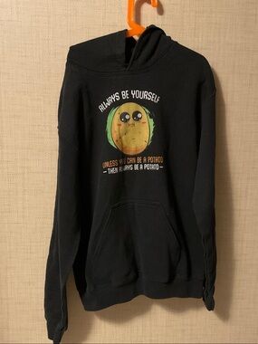 Gildan Black Crewneck Sweatshirt with Cute Potato Graphic